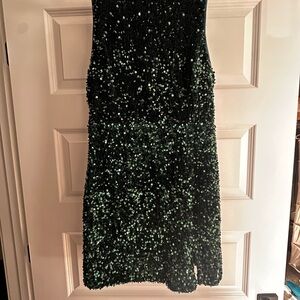 Emerald Green Sequined Mini Dress with Back Cut-Out